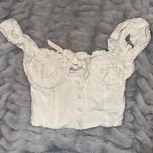 Princess Polly White Ruffle Crop Top with Button Front